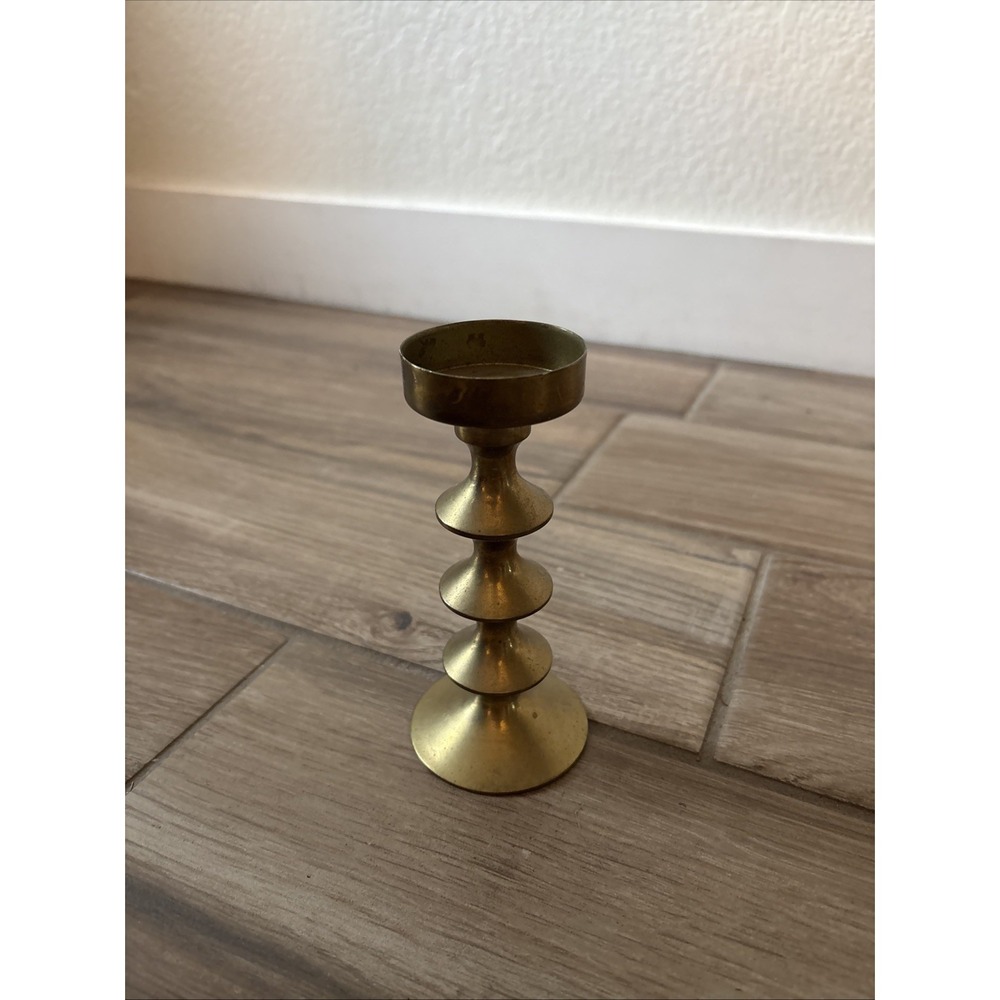 Solid Brass Mid Century Modern Taper Candle Holder Antique Finish 5.25"